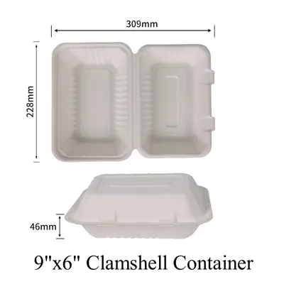 Biodegradable 9x6 Clamshell Box