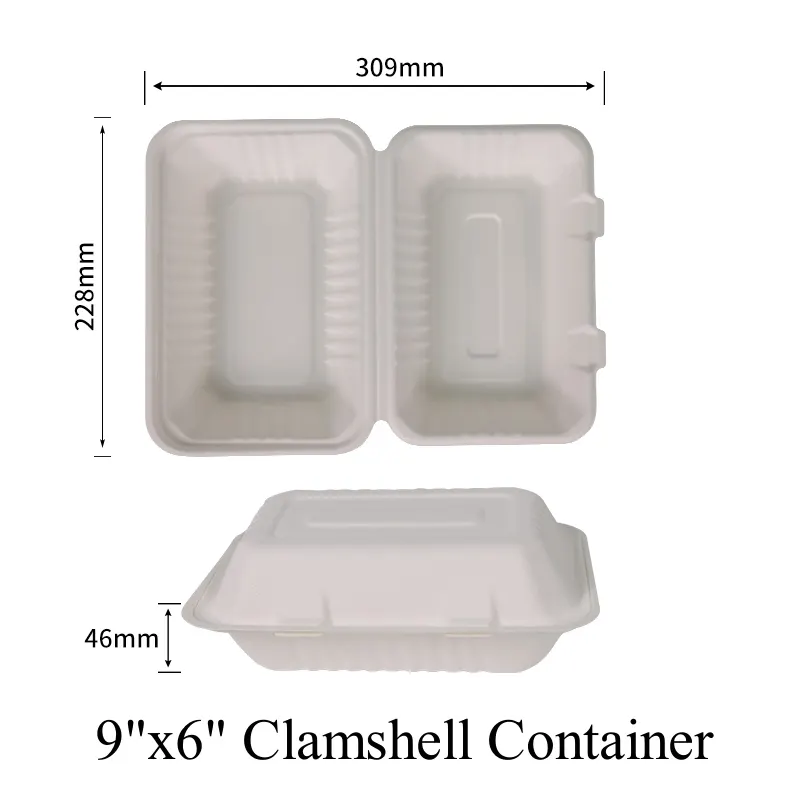 Biodegradable 9x6 Clamshell Box