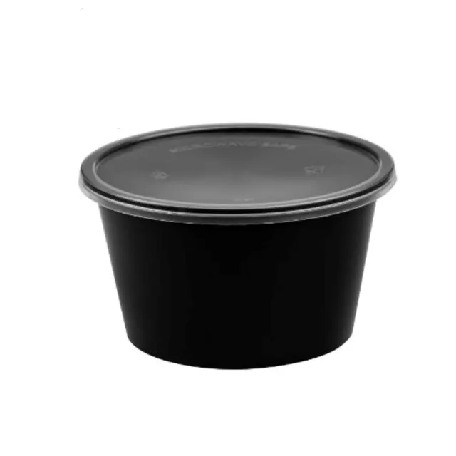 BT Black Container & Lid 01-100 ML Round