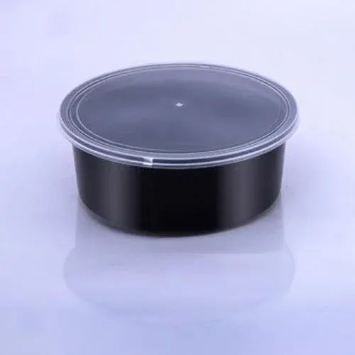 BT Black Container & Lid 01-100 ML Round