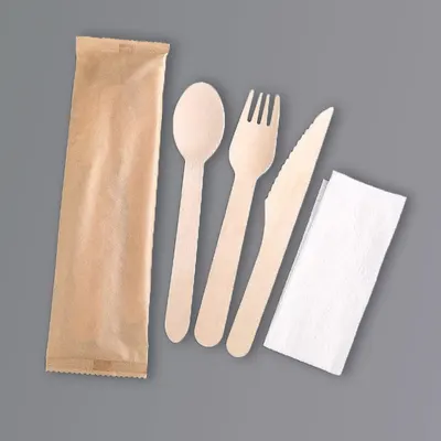 Paper Cutlery Set (Spoon, Fork, 12x12 Tissue, Plain Pouch)