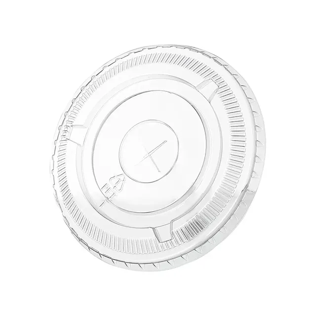 PET FLAT LID WITH STRAW CUT