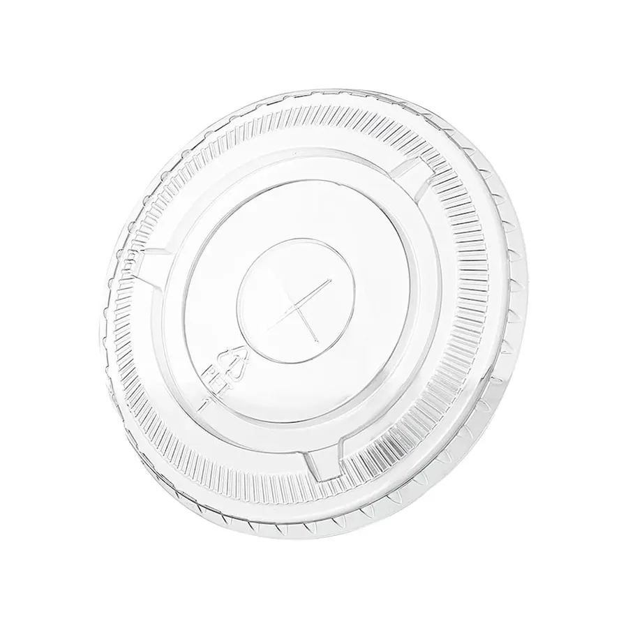 PET FLAT LID WITH STRAW CUT