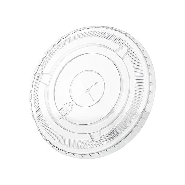 PET FLAT LID WITH STRAW CUT