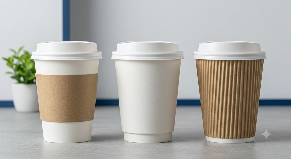 Single wall double wall and rippled paper cups with lids comparison
